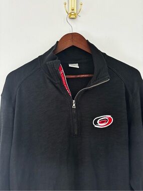 NHL Carolina Hurricanes Black Quarter Zip Pullover Levelwear Sweater Medium